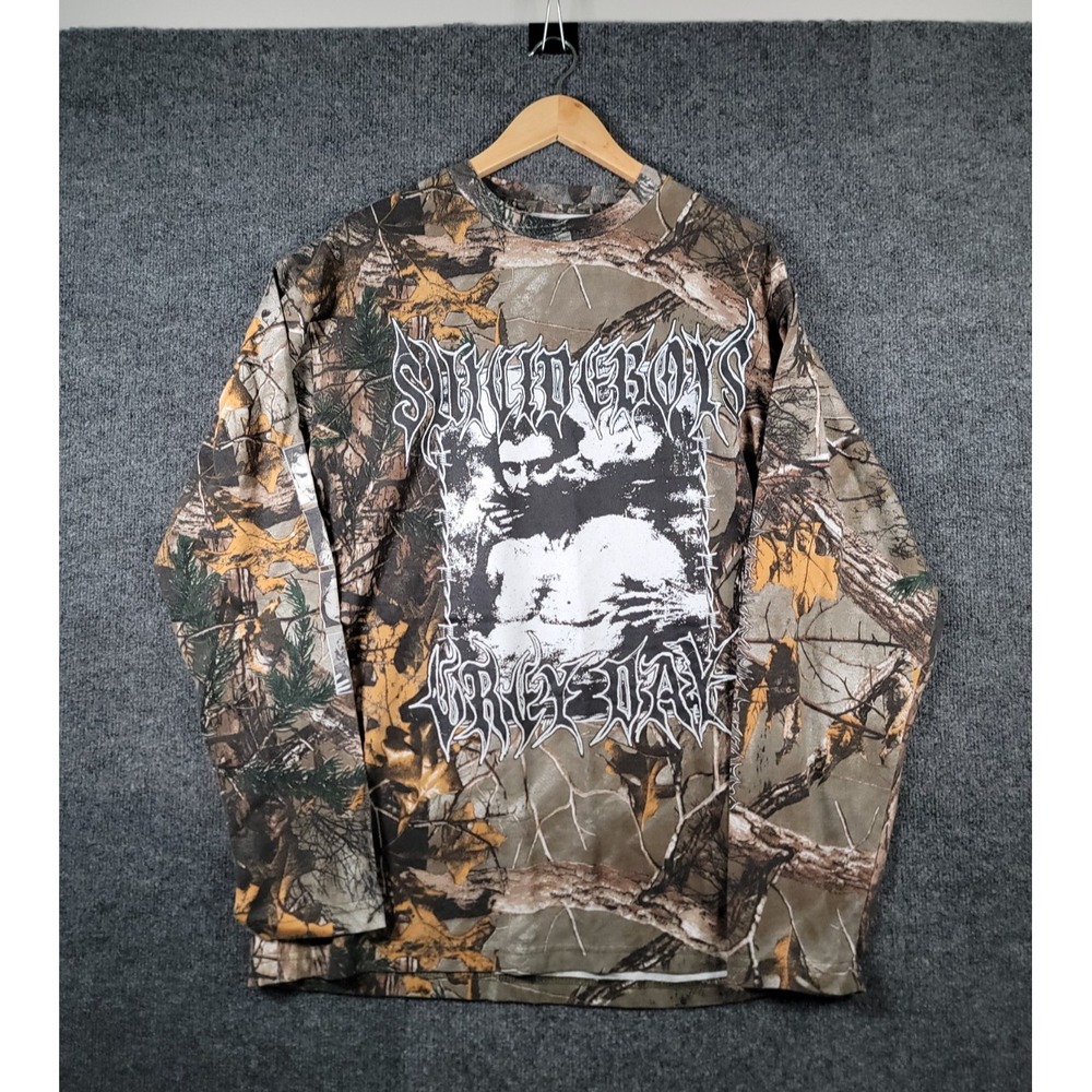 G59 Records Suicideboys Camo Long Sleeve T-Shirt Mens Large Grey Day Real Tree